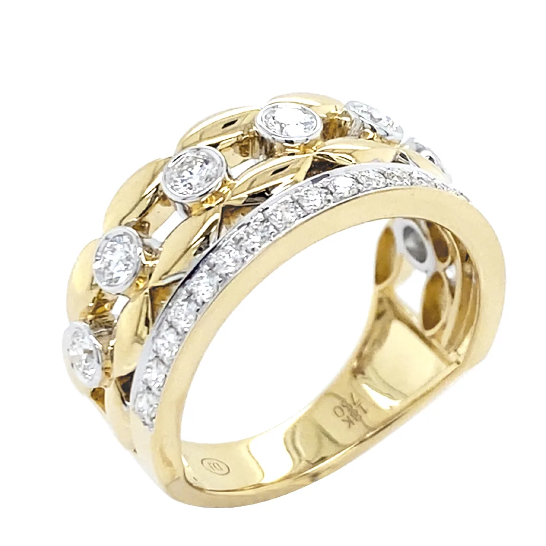 18K Two-Tone Gold Diamond Band