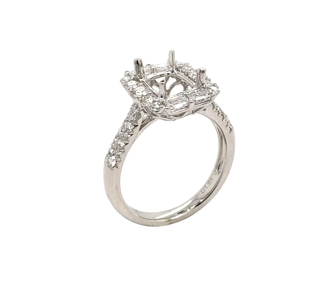 18K White Gold Semi Mount Ring