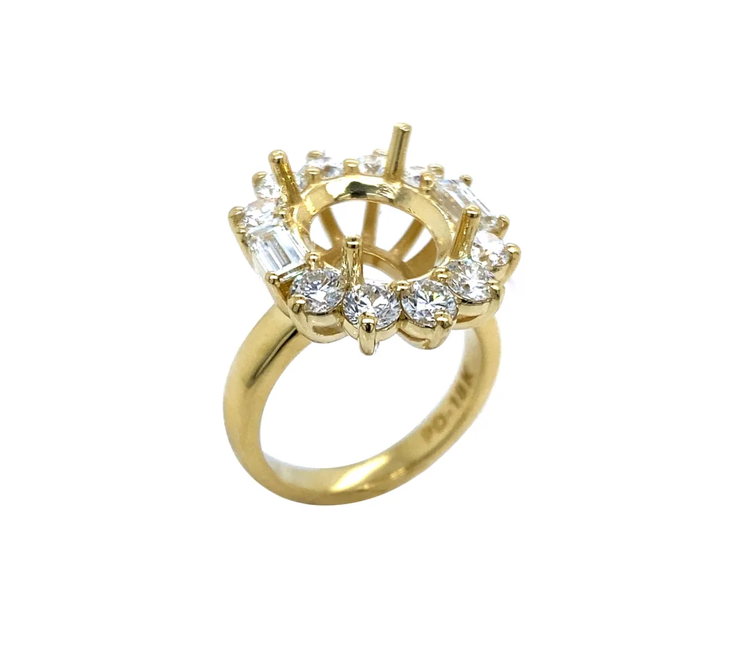 18K Yellow Gold Semi Mount Ring