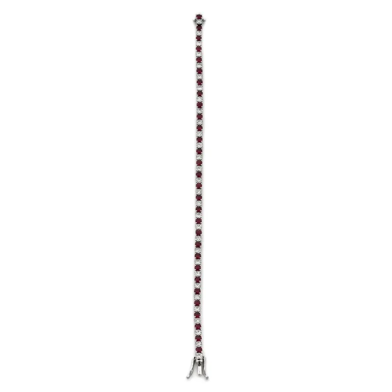 18K White Gold Ruby Tennis Bracelet