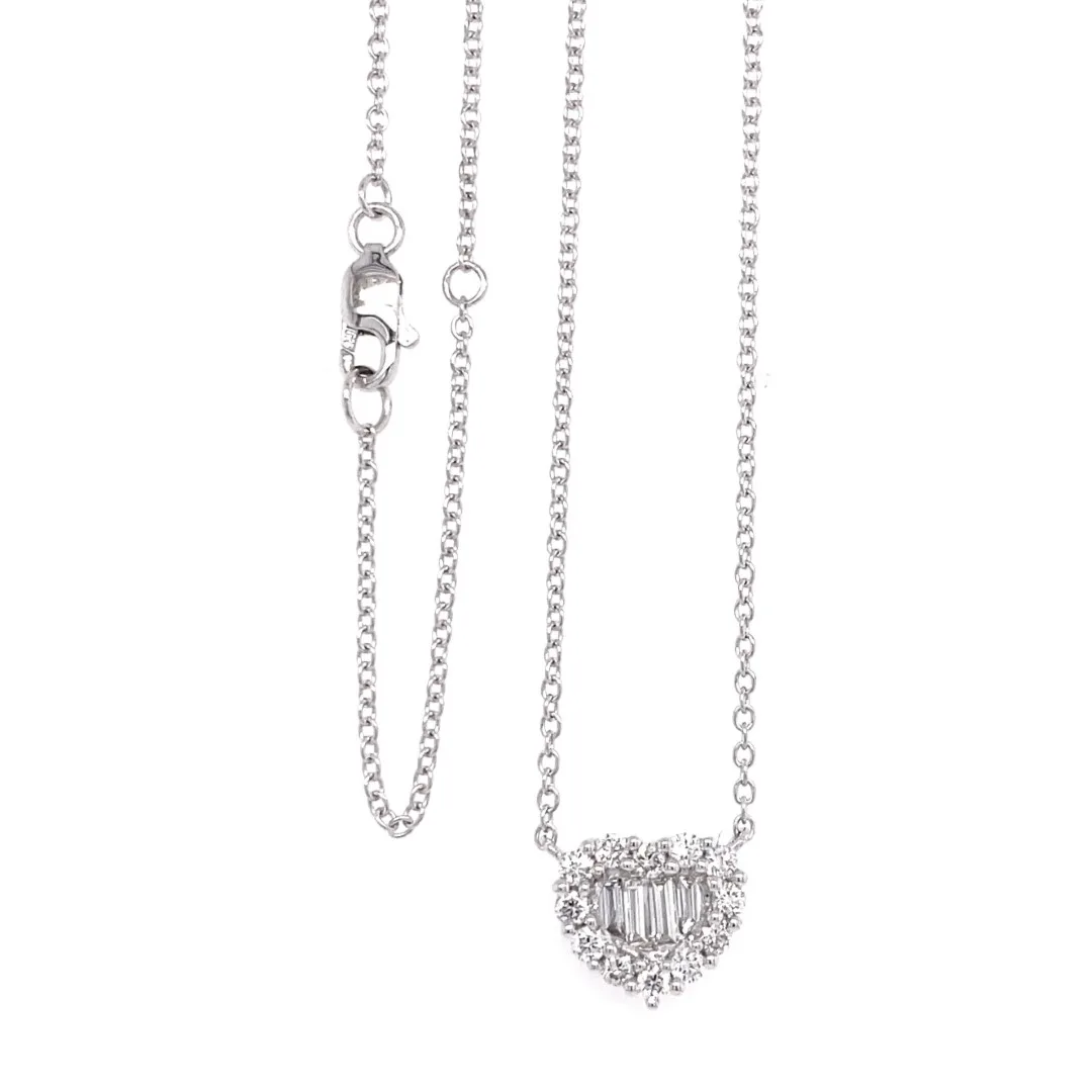 18K White Gold Heart Necklace