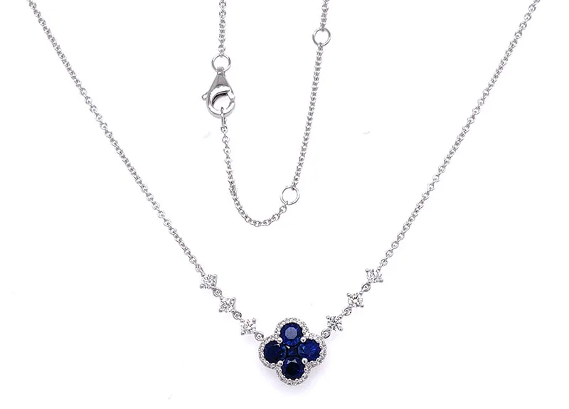 18K White Gold Sapphire Necklace