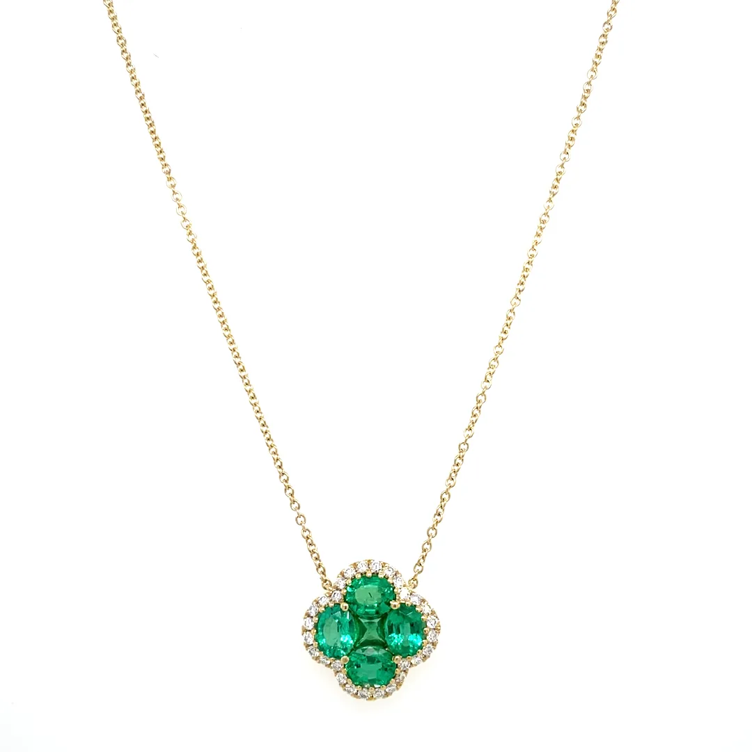 14K Yellow Gold Emerald Necklace