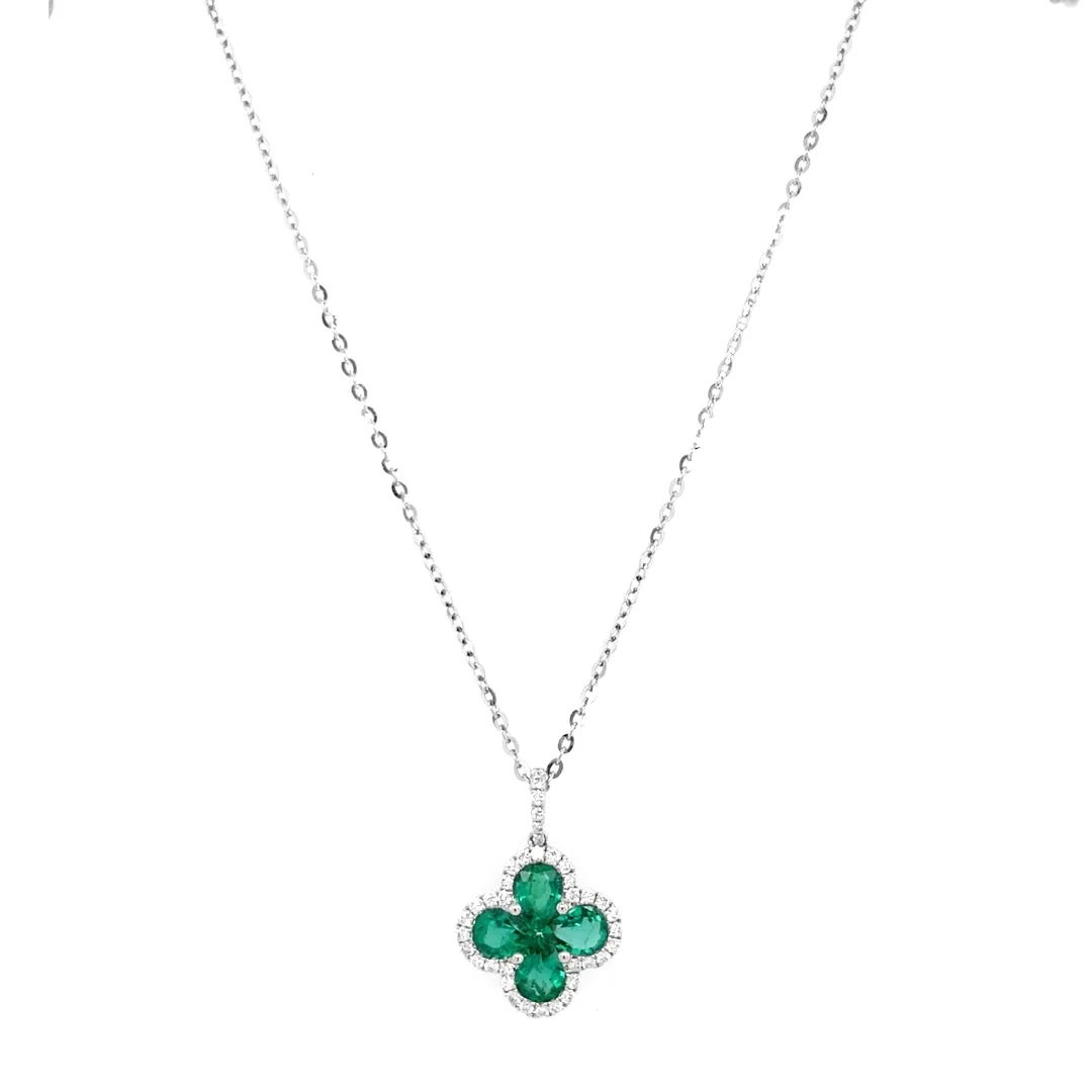 18K White Gold Emerald Necklace