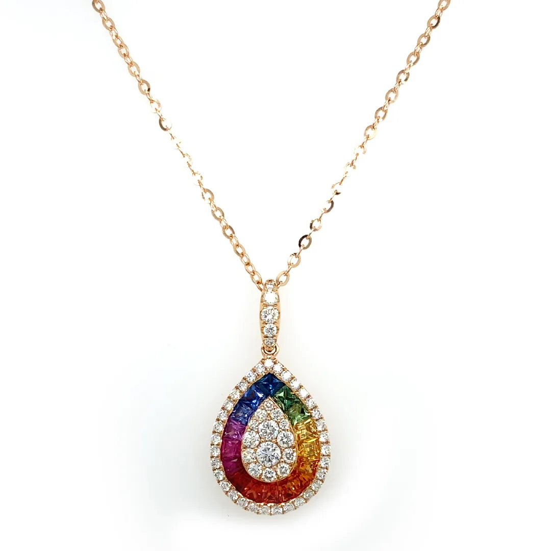 18K Rose Gold Fancy Sapphire Necklace
