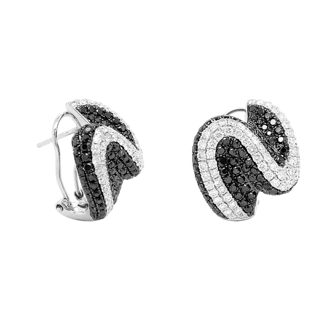 18K White Gold Black Diamond Earrings