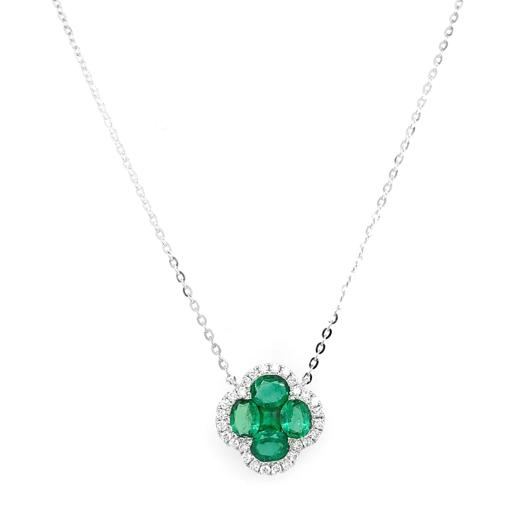 18K White Gold Emerald Necklace
