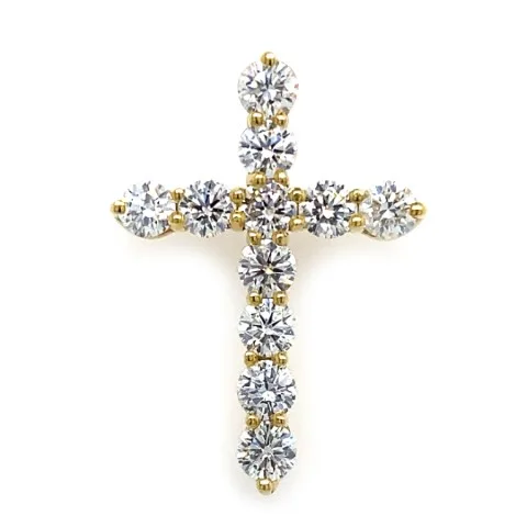 18K Yellow Gold Diamond Cross Pendant