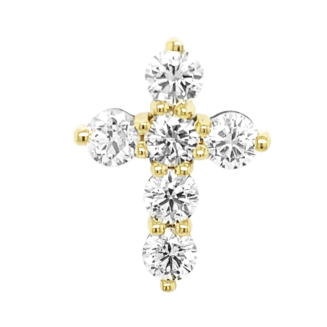 18K Yellow Gold Diamond Cross Pendant