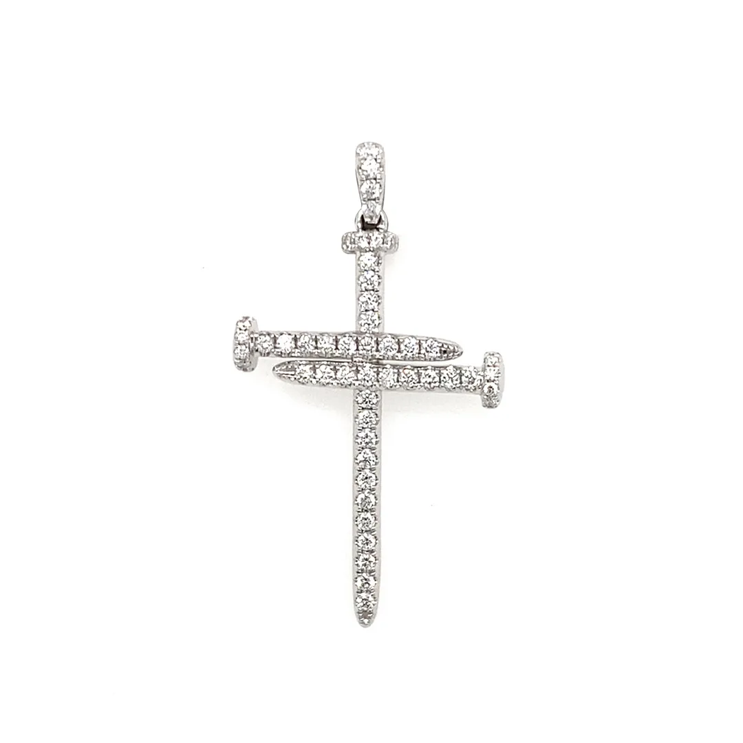 18K White Gold Diamond Cross Pendant