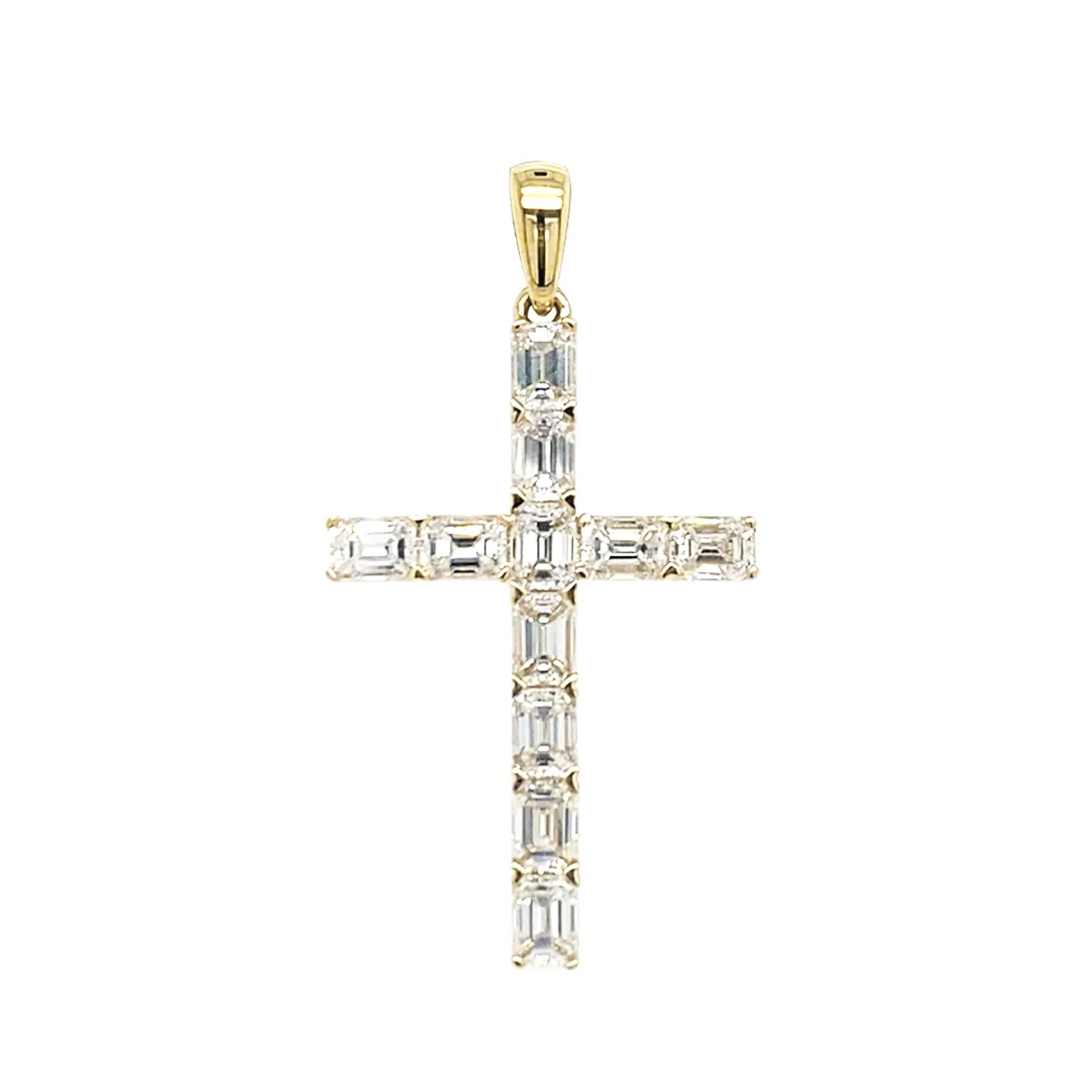18K Yellow Gold Diamond Cross Pendant