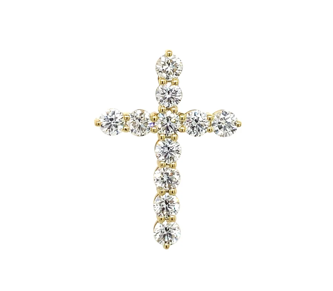 18K Yellow Gold Diamond Cross Pendant