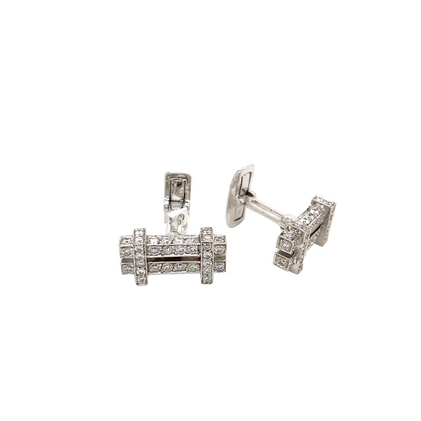 18K White Gold Diamond Cufflinks