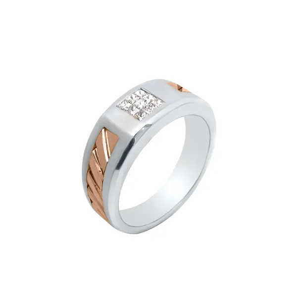 18K Two-Tone Gold Diamond Men’s Ring