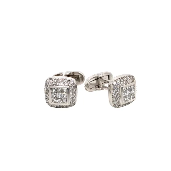 18K White Gold Diamond Cufflink