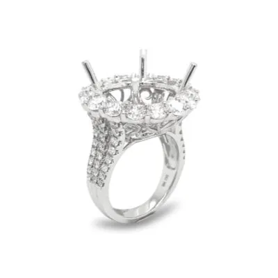 18K White Gold Semi Mount Ring