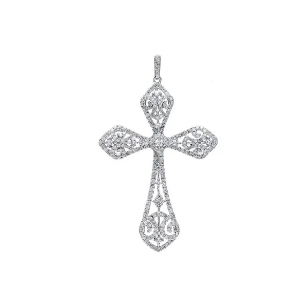 18K White Gold Cross Diamond Pendant
