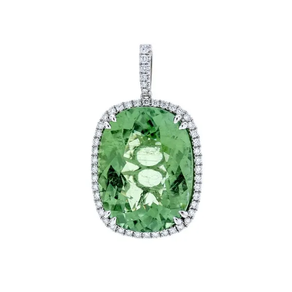 18K White Gold Green Tourmaline Pendant