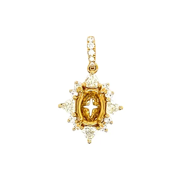 18K Yellow Gold Semi Mount Diamond Pendant