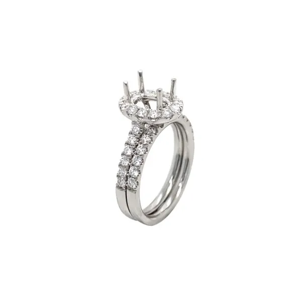 18K White Gold Semi Mount Set Ring