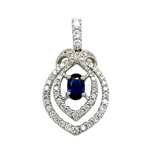 18K White Gold Sapphire Pendant