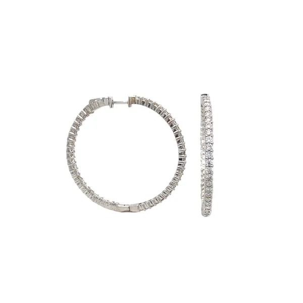 18K White Gold Diamond Hoops