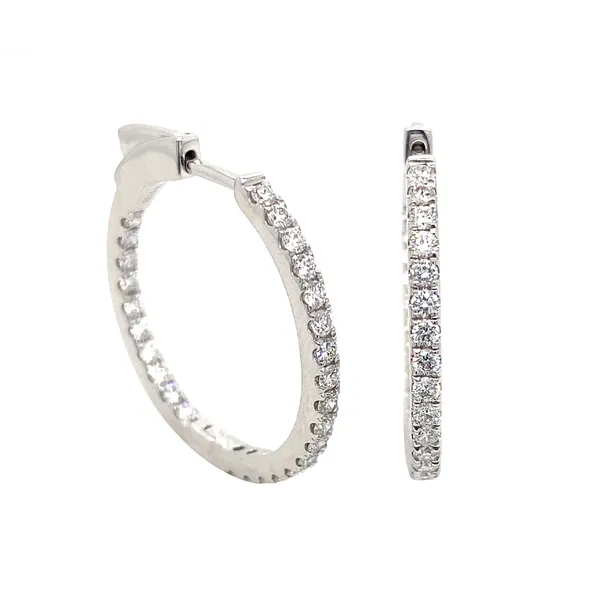 18K White Gold Diamond Hoops