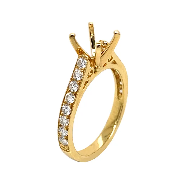 18K Yellow Gold Semi Mount Ring