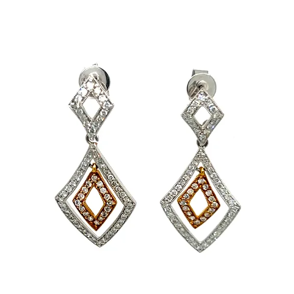 18K Two-Tone Gold Diamond Earrings