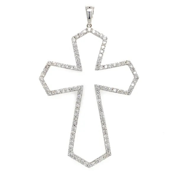 18K White Gold Diamond Cross Pendant