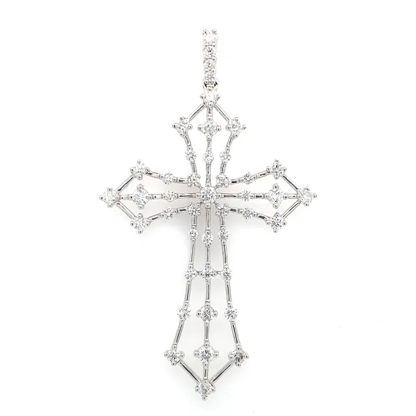 18K White Gold Diamond Cross Pendant