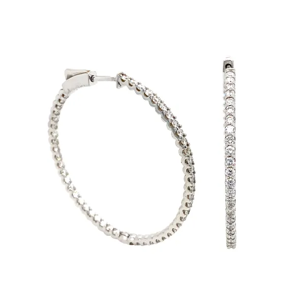18K White Gold Diamond Hoops