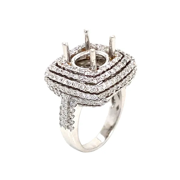 18K White Gold Semi Mount Ring