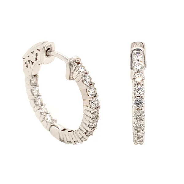 18K White Gold Diamond Hoops
