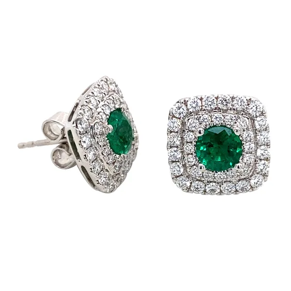 18K White Gold Emerald Earrings