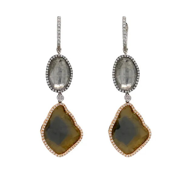 18K Two-Tone Fancy Diamond Earrings