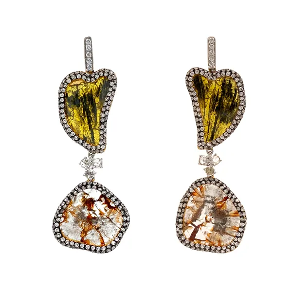 18K Two-Tone Fancy Diamond Earrings