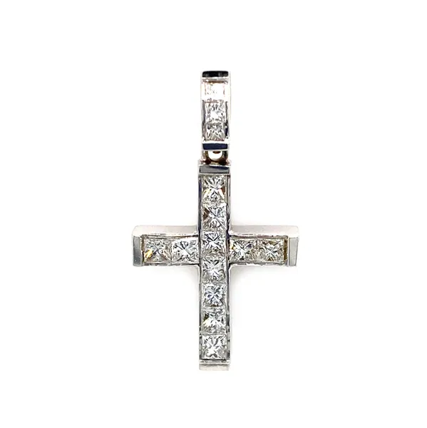 18K White Gold Diamond Cross Pendant