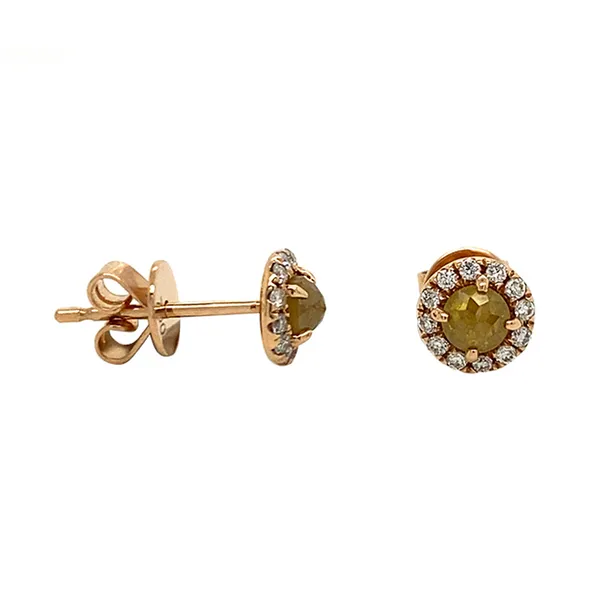 18K Rose Gold Yellow Diamond Earrings
