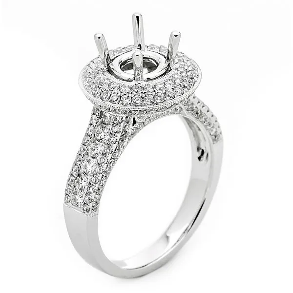18K White Gold Diamond Semi Mount Ring