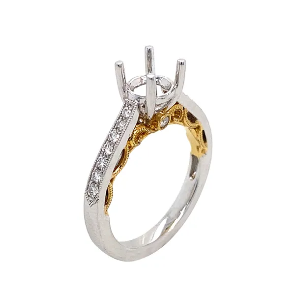 18K Two-Tone Gold Semi Mount Ring