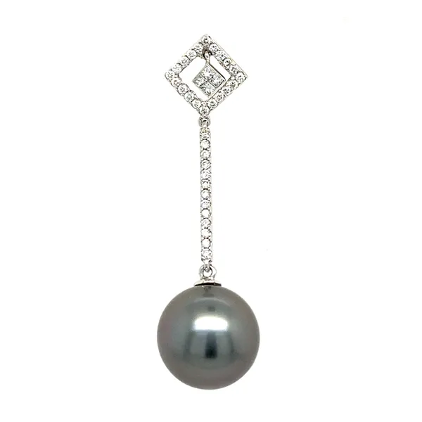 18K White Gold Black Pearl Pendant