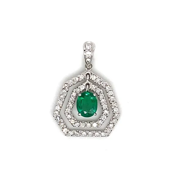 18K White Gold Emerald Pendant