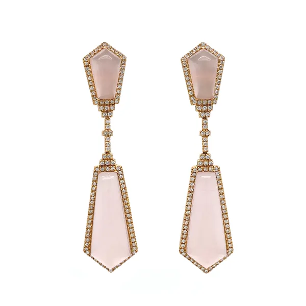 18K Rose Gold Rose Quartz Earrings