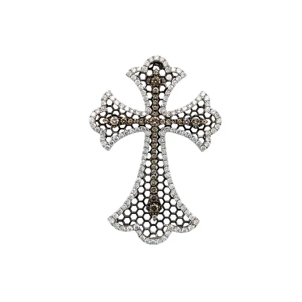 18K Two-Tone Diamond Cross Pendant