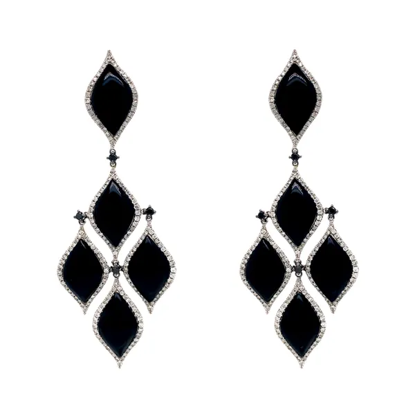 18K White Gold Black Onyx Earrings