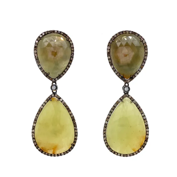 18K Black Rhodium Fancy Sapphire Earrings