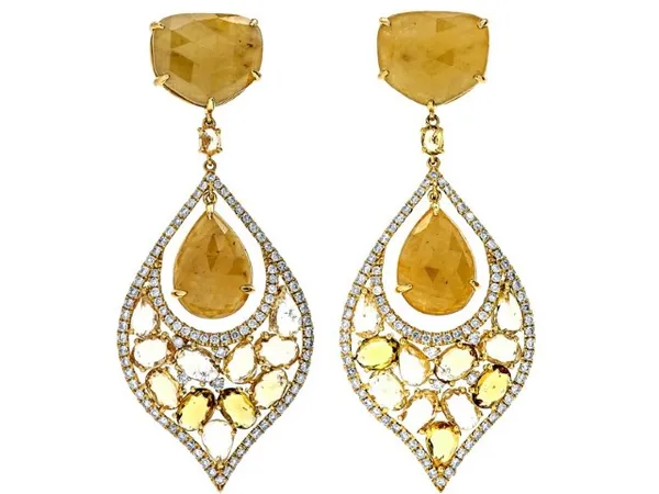 18K Yellow Gold Fancy Sapphire Earrings