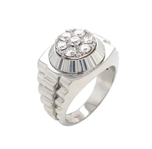 18K White Gold Diamond Men’s Ring