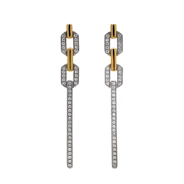 18K Two-Tone Gold Diamond Earrings